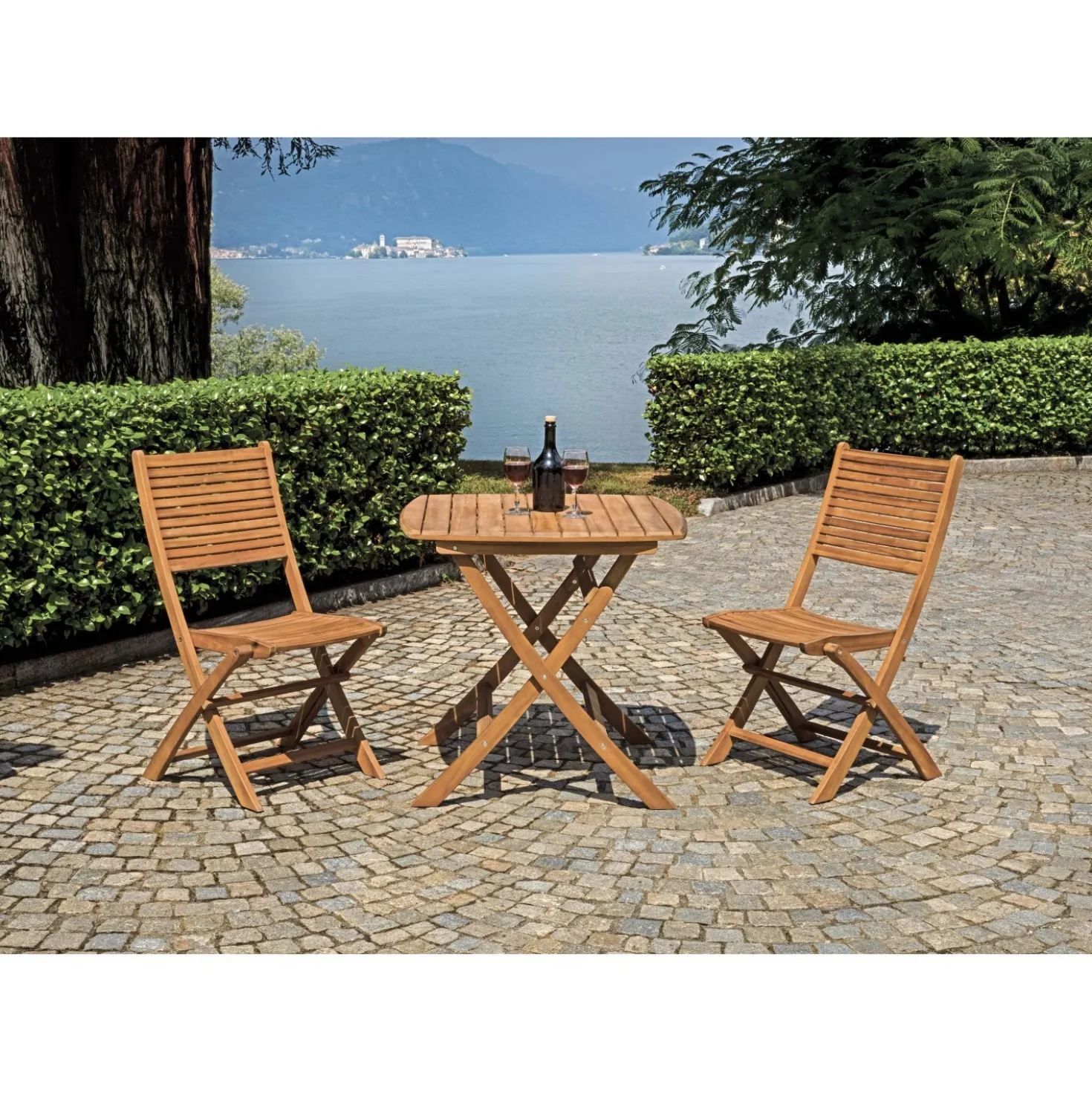 Tavolo pieghevole da giardino in acacia 80x80 cm