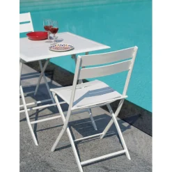 Tavolo pieghevole da giardino in alluminio bianco 60x60 cm