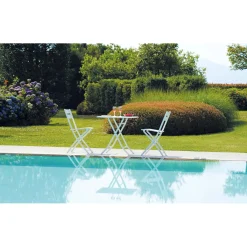 Tavolo pieghevole da giardino in alluminio bianco 60x60 cm