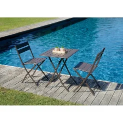 Tavolo pieghevole da giardino in alluminio chocolate 60x60 cm