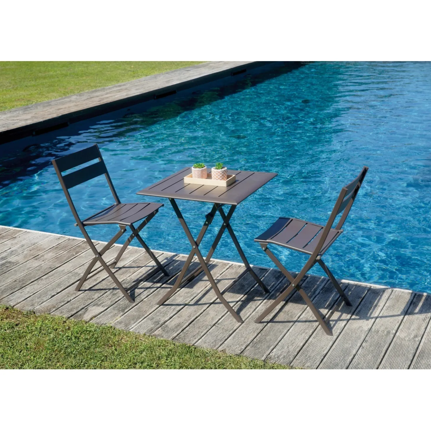 Tavolo pieghevole da giardino in alluminio chocolate 60x60 cm