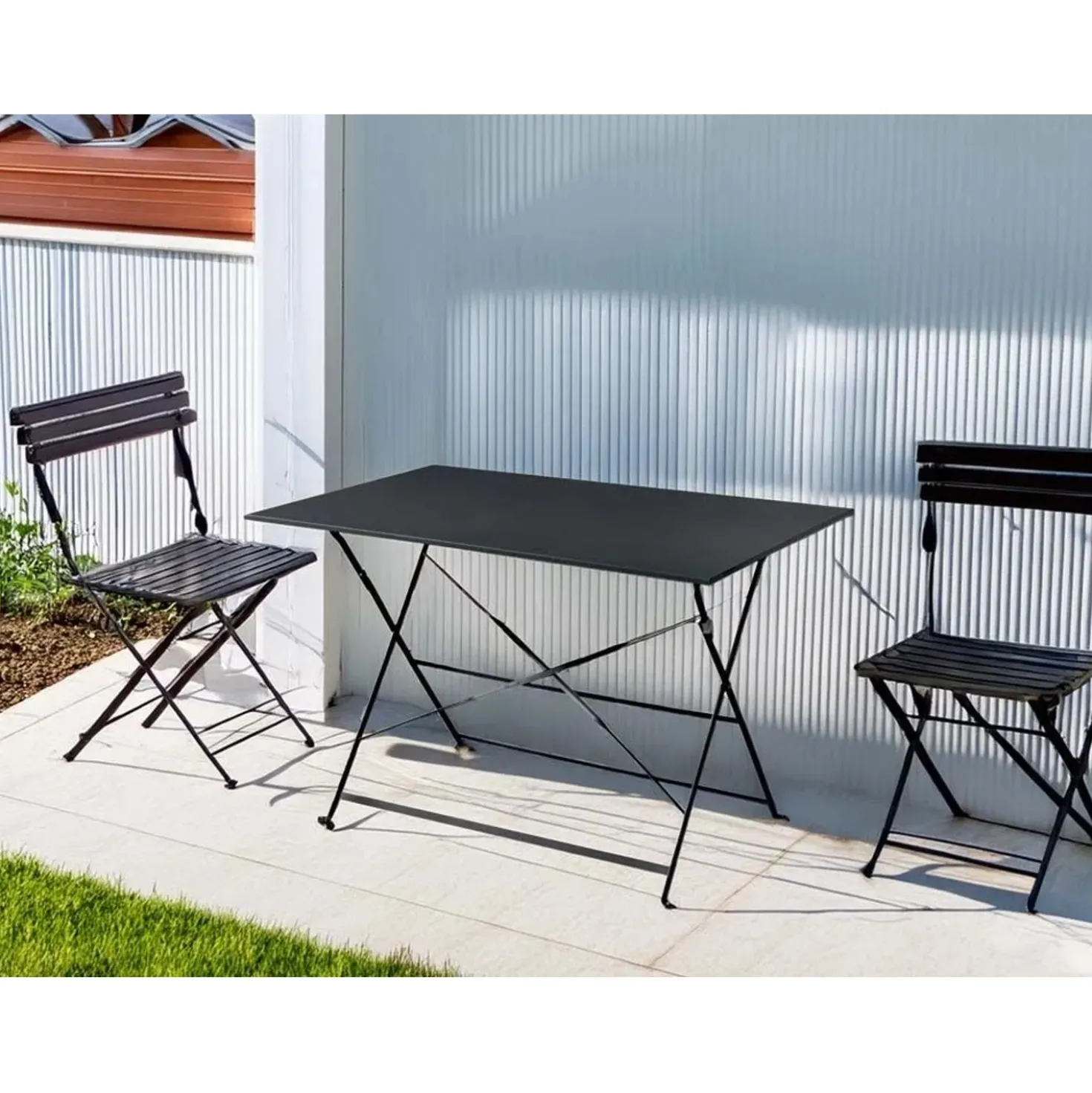 Tavolo pieghevole da giardino Bistrò in ferro antracite 110x70 cm