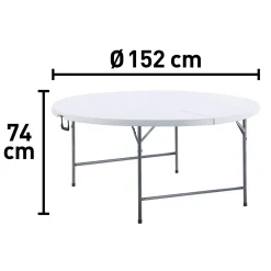 Tavolo pieghevole Taloga tondo in plastica e telaio acciaio 152x74 cm bianco