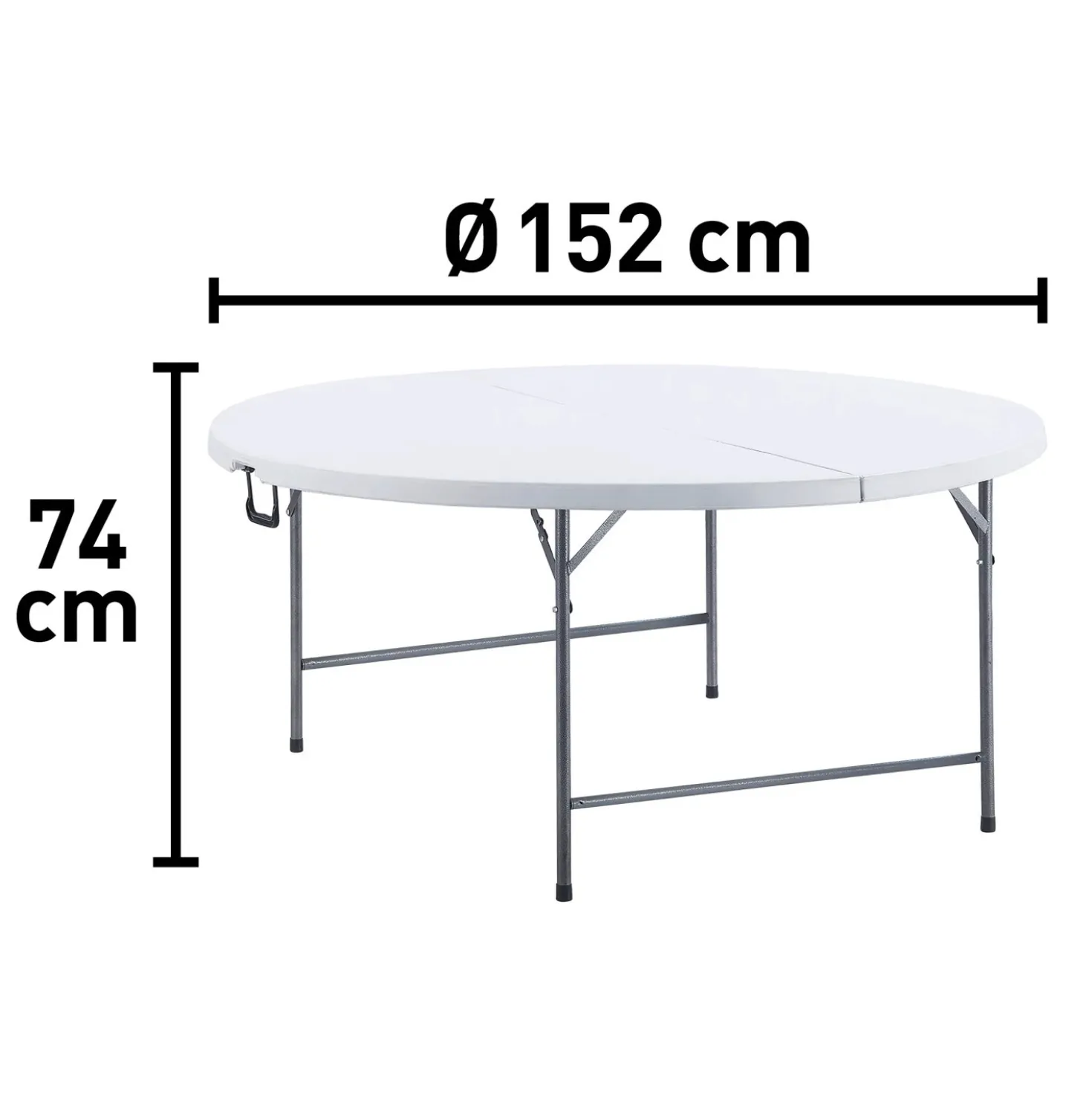 Tavolo pieghevole Taloga tondo in plastica e telaio acciaio 152x74 cm bianco