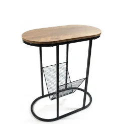 Tavolo portariviste in legno scuro e ferro 50,5x28x55 cm