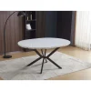 Tavolo rotondo allungabile Evelina marmo bianco lucido 120x120x76 cm