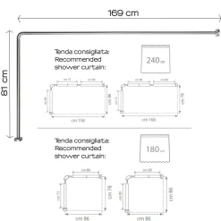 Telaio box doccia angolare 80x170 cm alluminio anodizzato