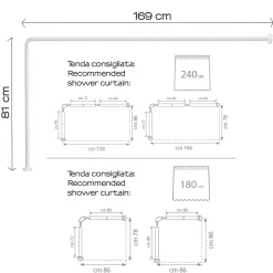 Telaio doccia angolare 6,2 x 86 / 166 x 78/86 cm bianco