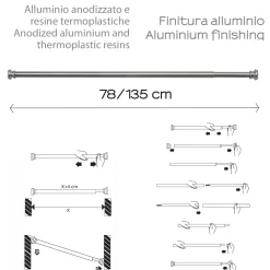 Telaio doccia estensibile 78/135 cm alluminio anodizzato