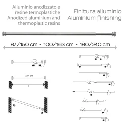 Telaio doccia estensibile 180/240 cm alluminio anodizzato