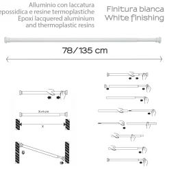 Telaio doccia estensibile 78/135 cm bianco