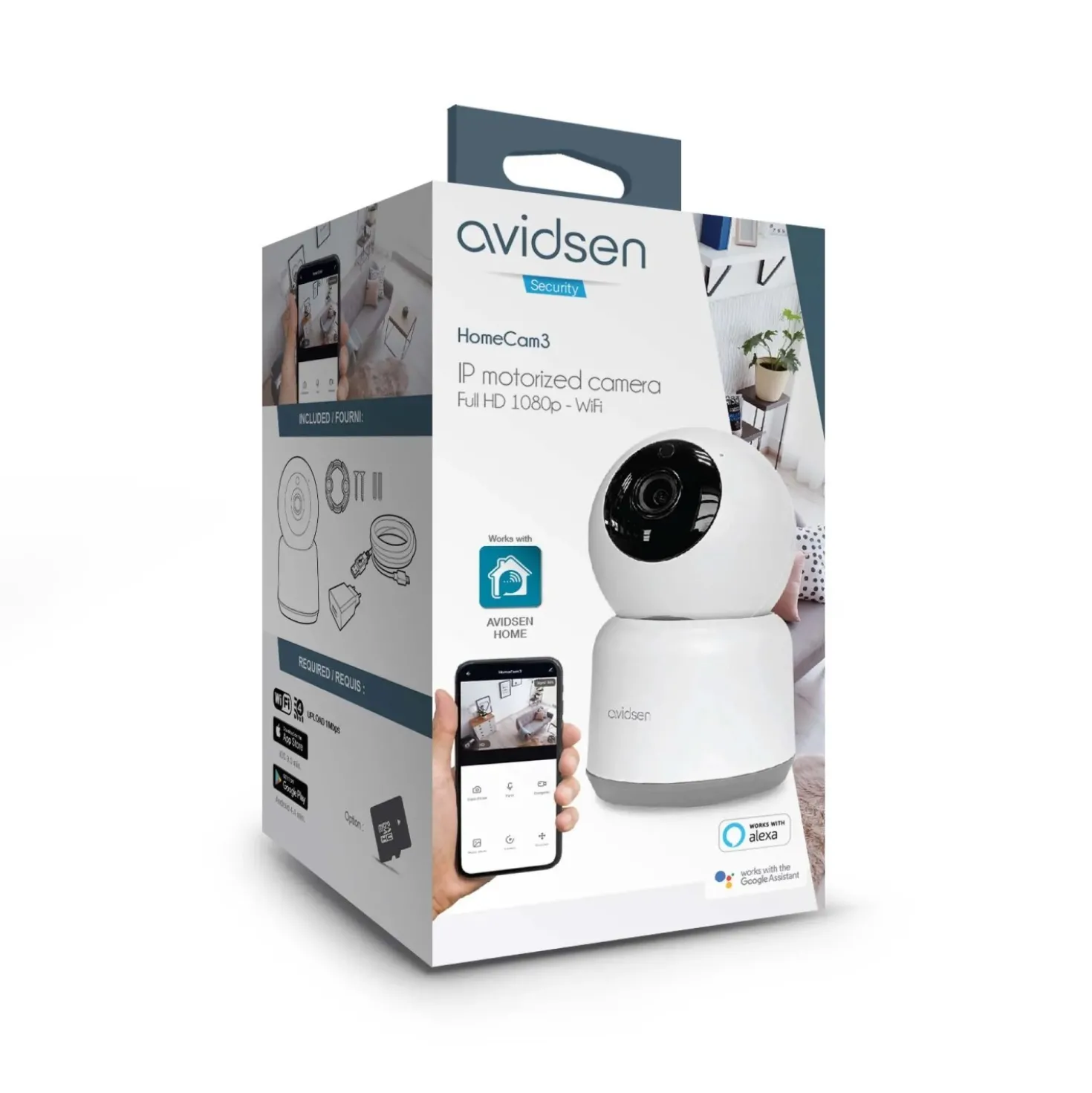 Telecamera Wi-Fi da interno motorizzata Avidsen HomeCam 3 2Mp