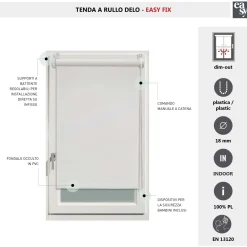 Tenda a rullo Easyfix filtrante fissaggio a incastro grigio 50 x 150 cm