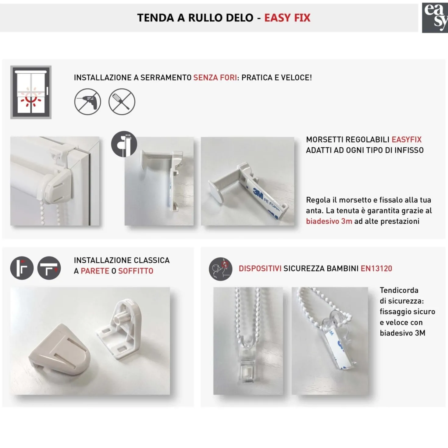 Tenda a rullo Easyfix filtrante fissaggio a incastro grigio 50 x 150 cm