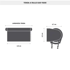 Tenda a rullo semifiltrante Rodi L 150 x H 252 cm grigio scuro