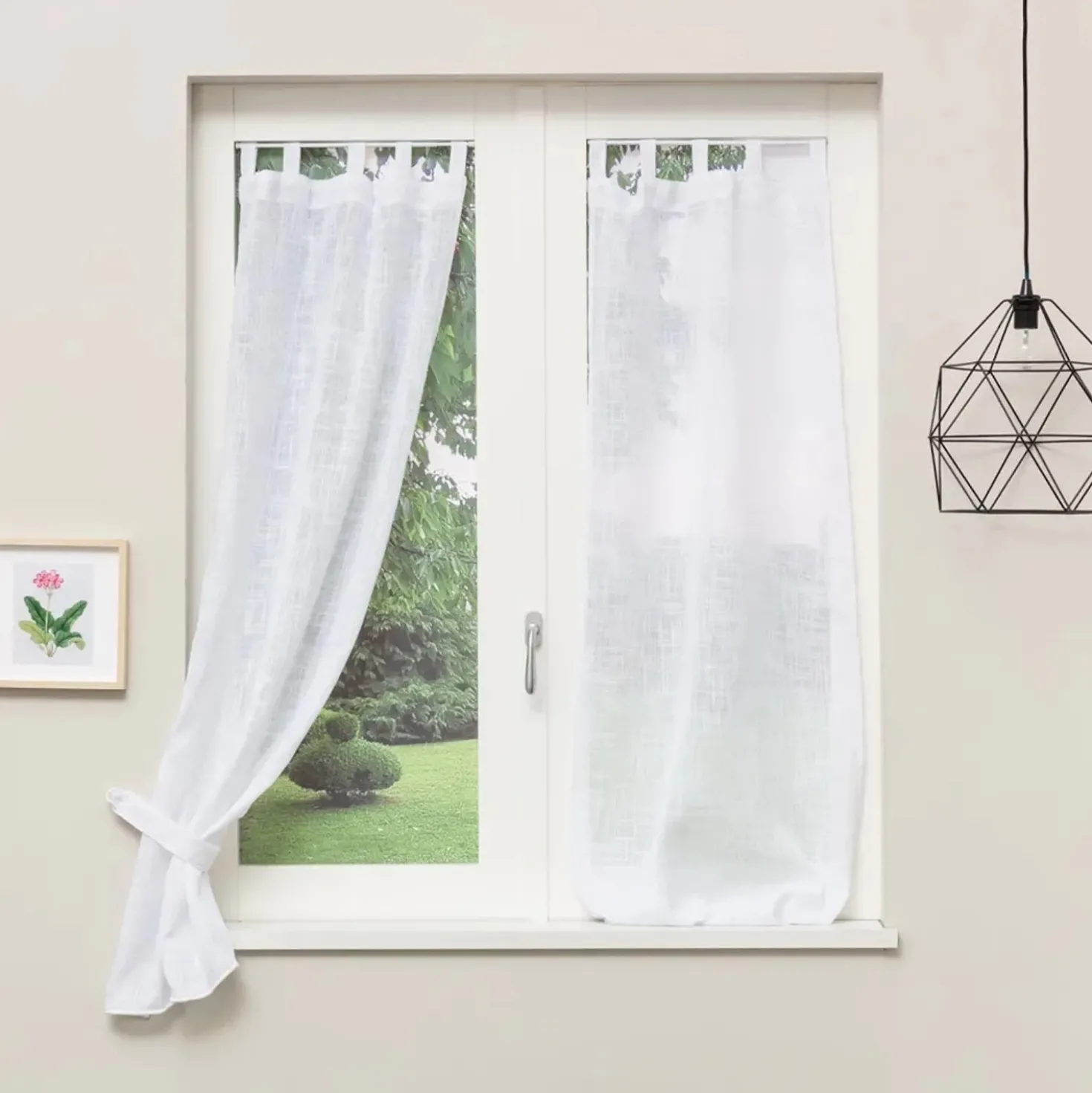Tenda a vetro Lione L 60 x H 150 cm bianco