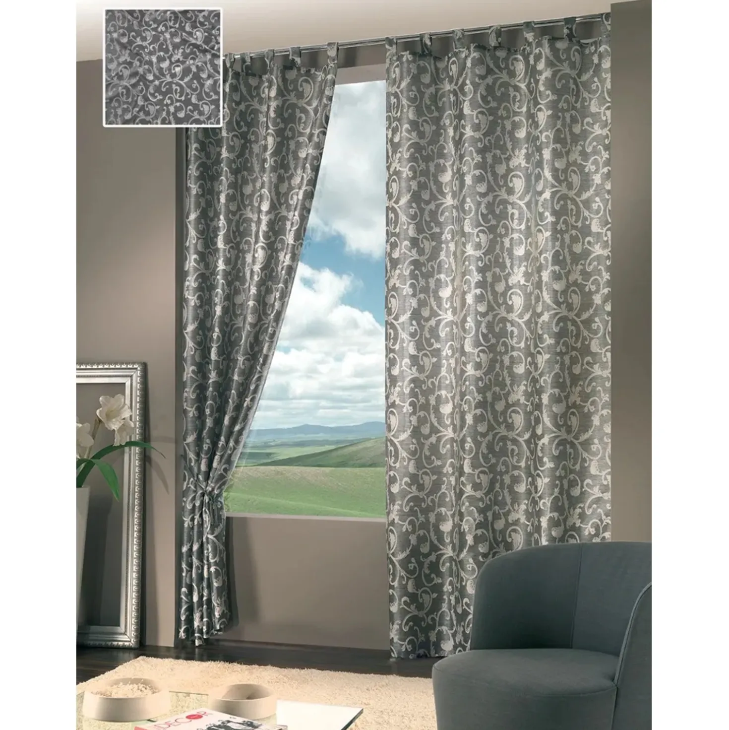 Tenda arredo Monaco L 140 x H 290 cm grigio