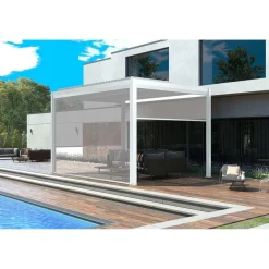 Tenda avvolgibile Calicantus Zip Screen bianco in Textilen grigio 3 m