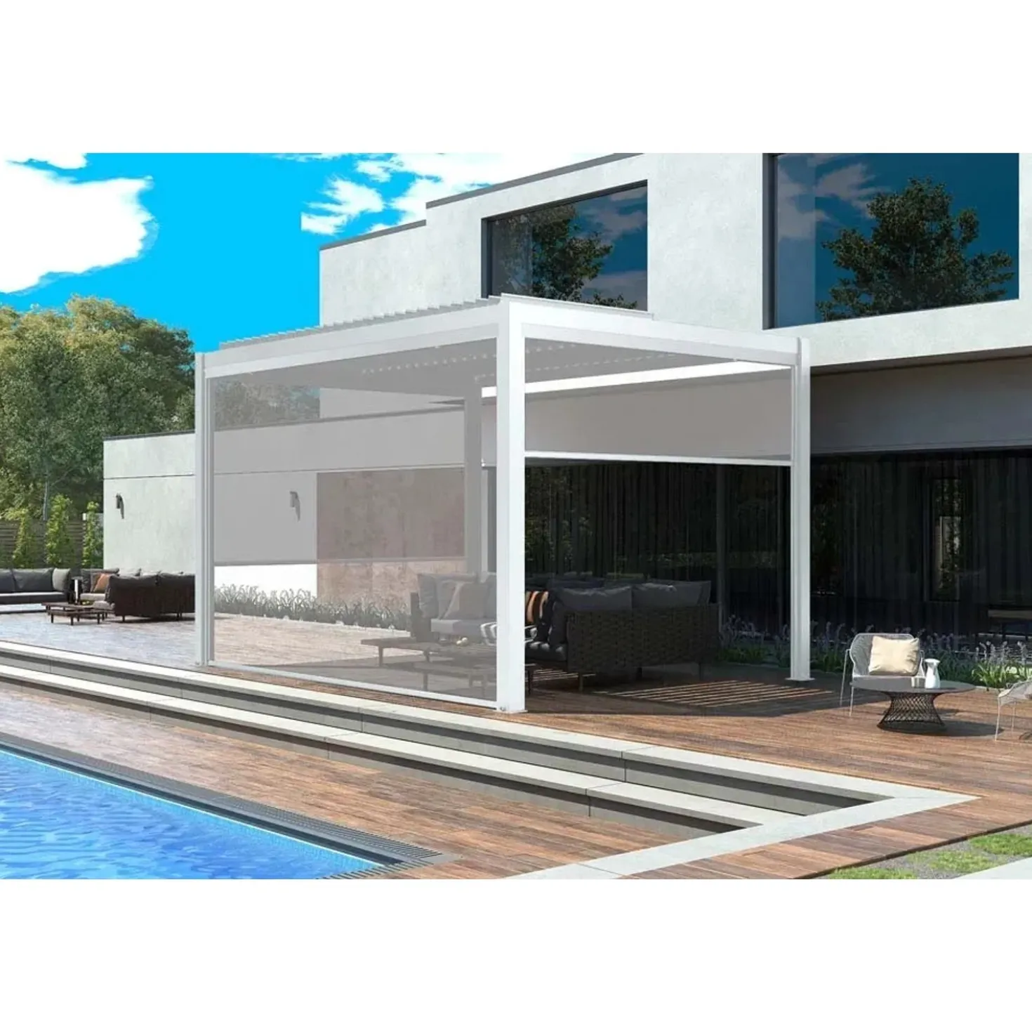 Tenda avvolgibile Calicantus Zip Screen bianco in Textilen grigio 3 m