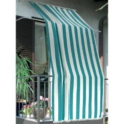 Tenda da sole a caduta verticale con anelli 145x300 cm verde rigato