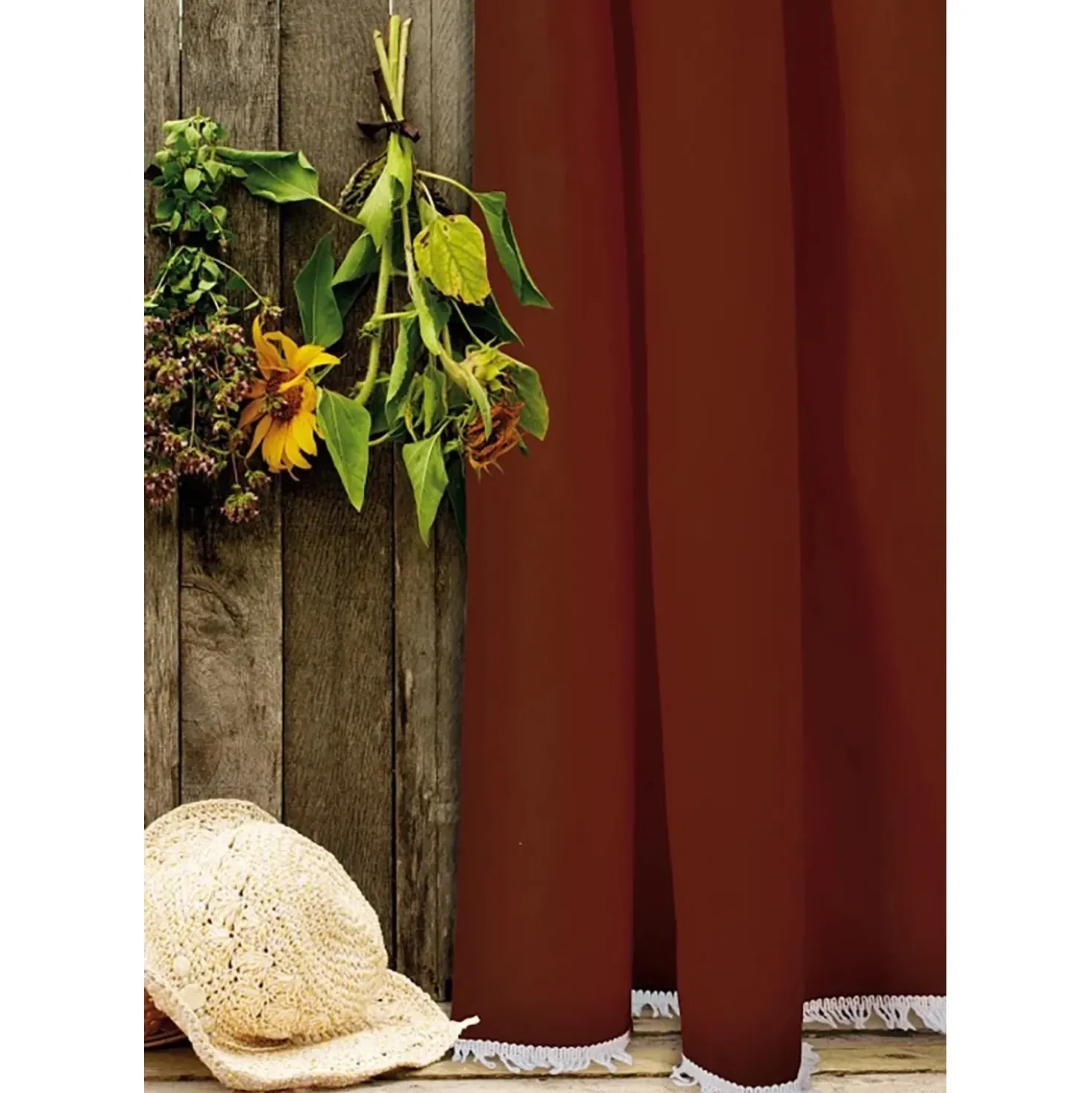 Tenda da sole a caduta verticale Dakar cotone 150 cm x 300 cm marrone