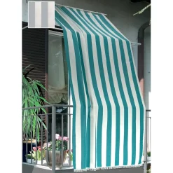 Tenda da sole a caduta verticale con anelli 145x300 cm grigio rigato