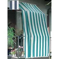Tenda da sole a caduta verticale con anelli 145x300 cm blu rigato