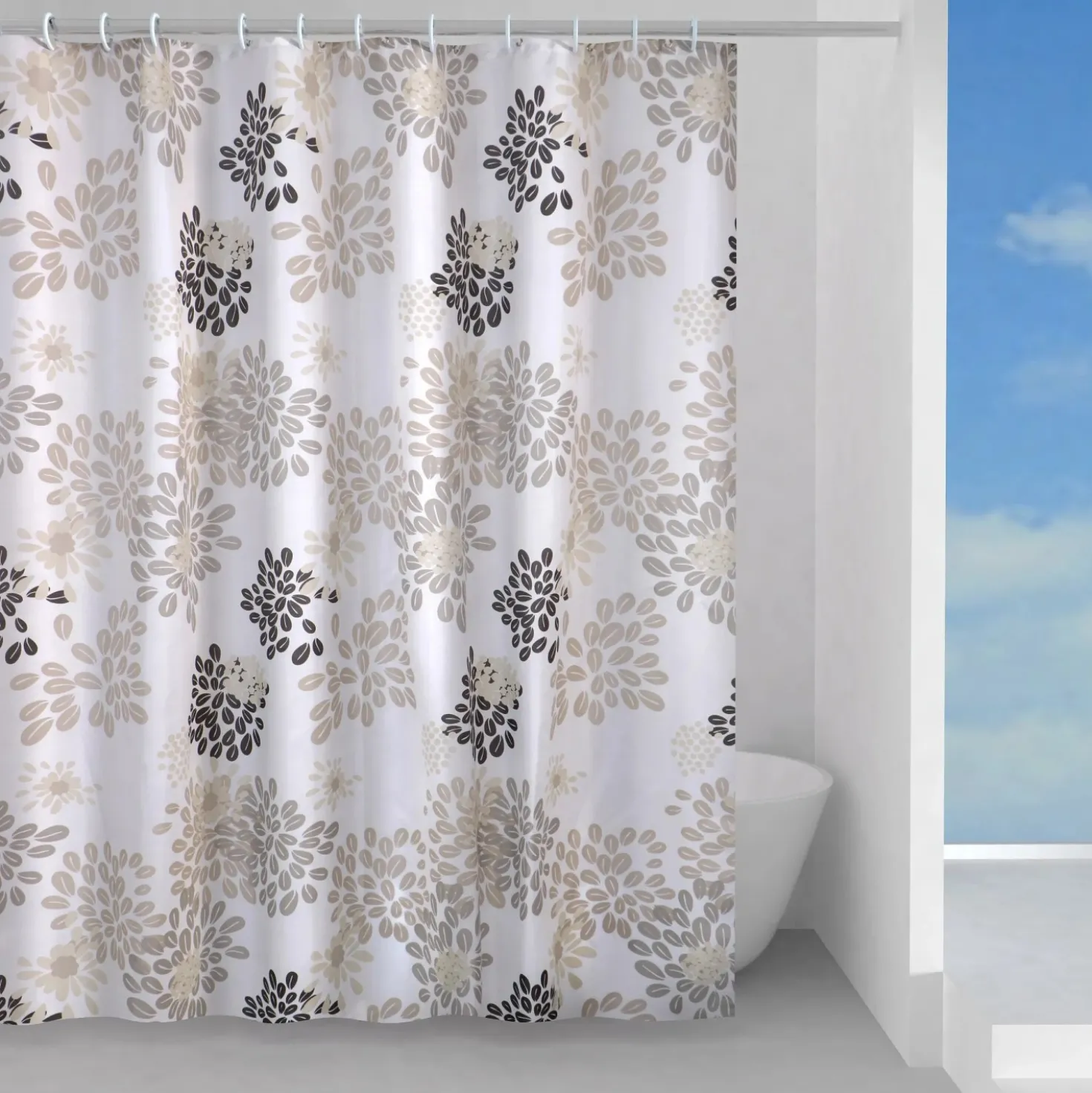 Tenda doccia Caffè in tessuto 180x200 cm beige