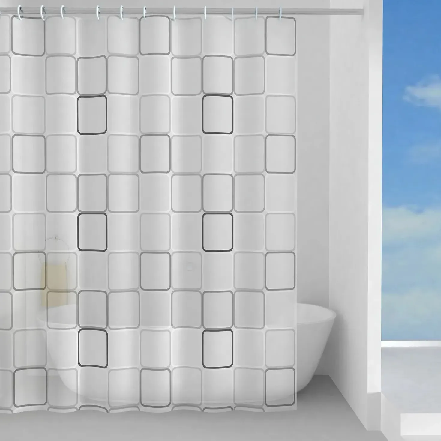Tenda doccia Domino in peva 180x200 cm grigia