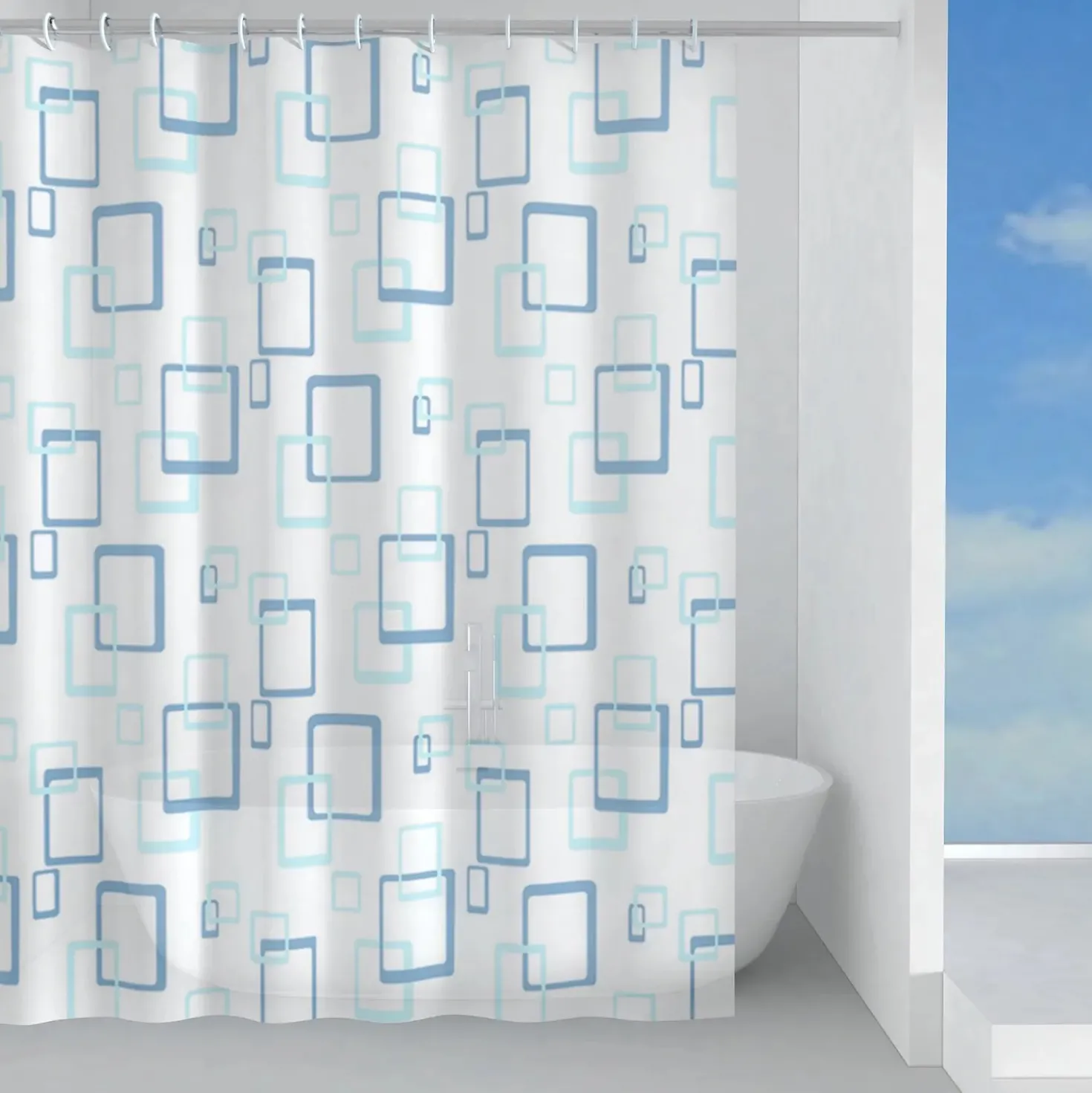 Tenda doccia Tablet in peva 240x200 cm azzurra