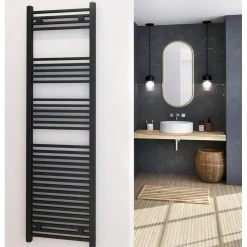 Termoarredo con tubi quadrati in acciaio nero opaco L 50 x H 100 cm