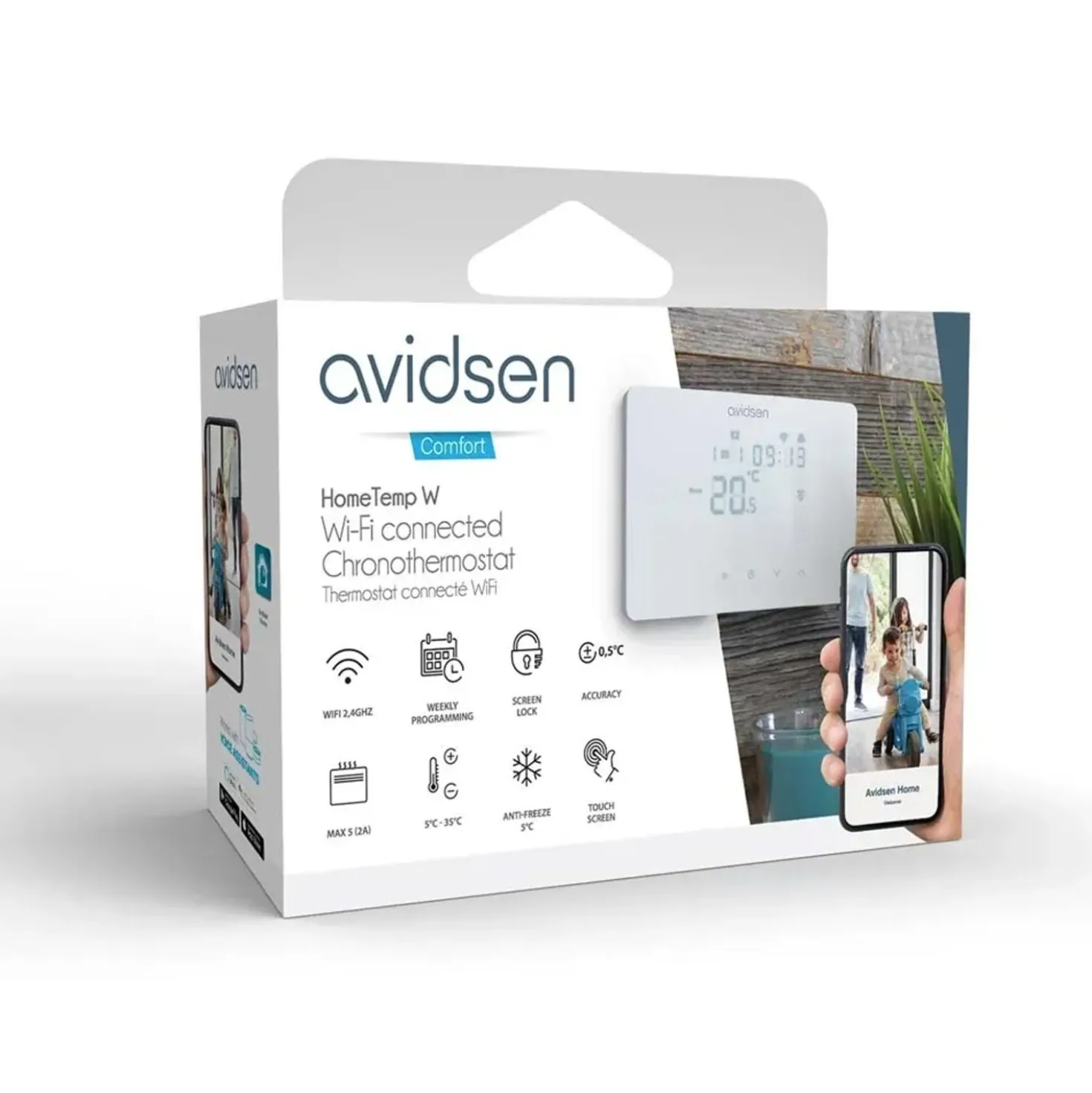 Termostato Smart WiFi HomeTemp W Avidsen bianco Google Home ed Alexa
