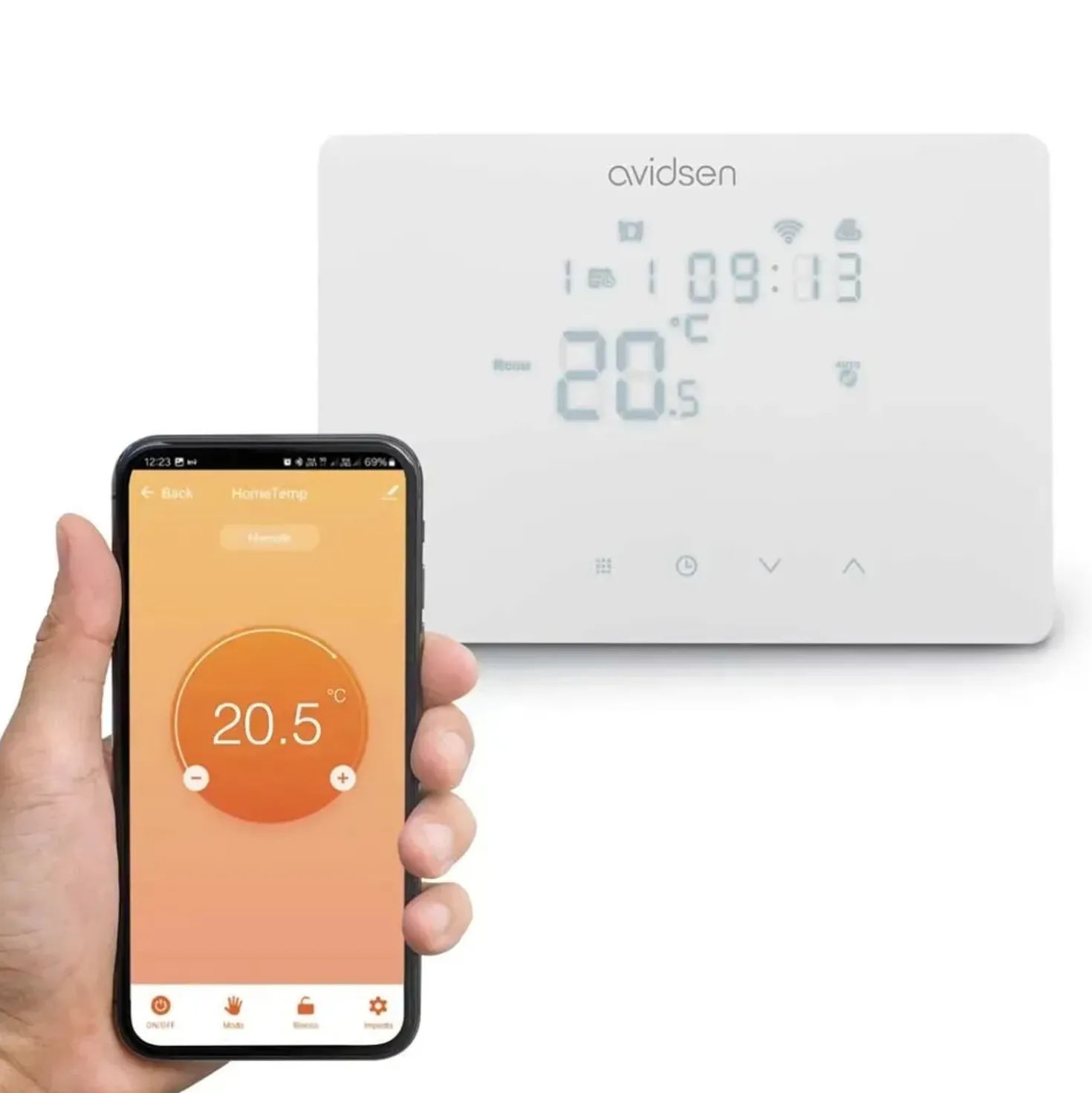 Termostato Smart WiFi HomeTemp W Avidsen bianco Google Home ed Alexa