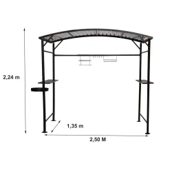 Tettoia barbecue in acciaio antracite 167x128 cm