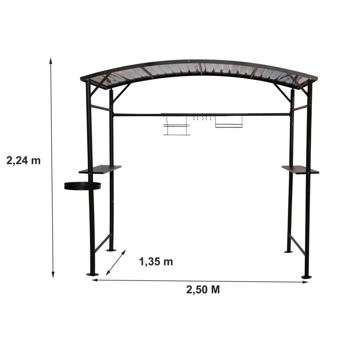 Tettoia barbecue in acciaio antracite 167x128 cm