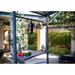 Tettoia barbecue in acciaio antracite 167x128 cm