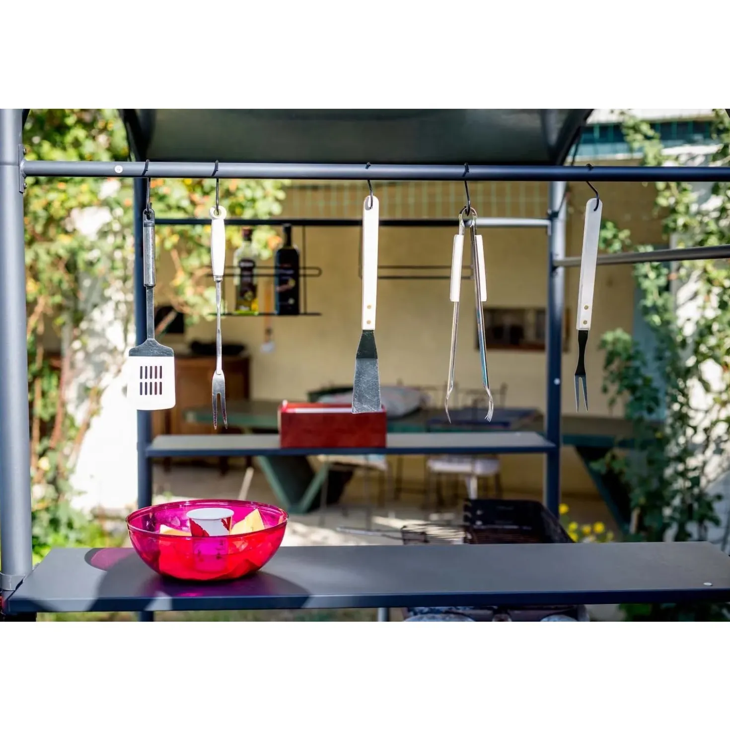 Tettoia barbecue in acciaio antracite 167x128 cm