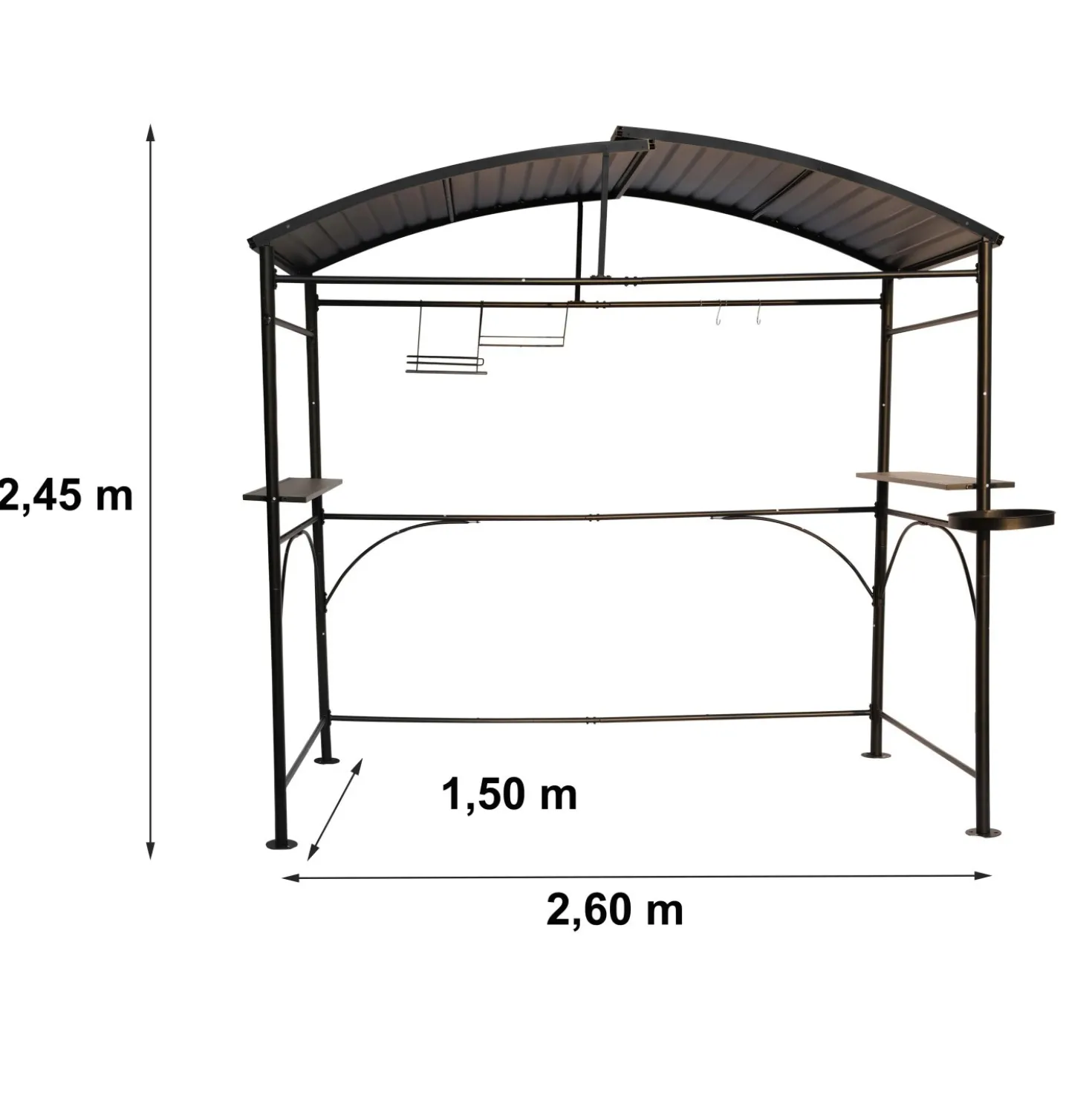 Tettoia barbecue in acciaio antracite 240x150 cm