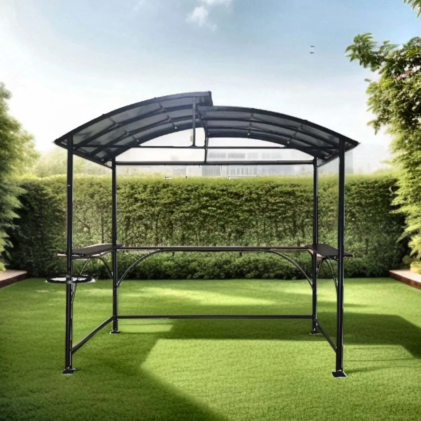 Tettoia barbecue in acciaio antracite 240x150 cm