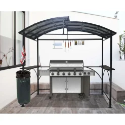 Tettoia barbecue in acciaio antracite 240x150 cm