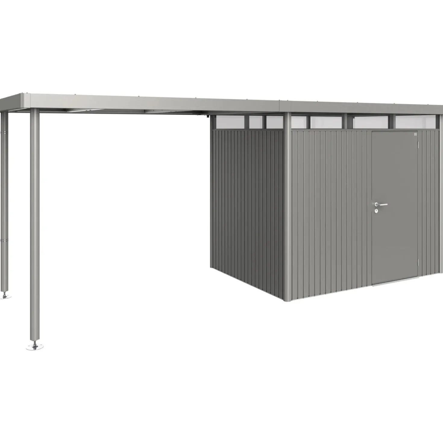 Tettoia laterale casetta giardino Biohort HighLine H2 grigio quarzo metallizzato