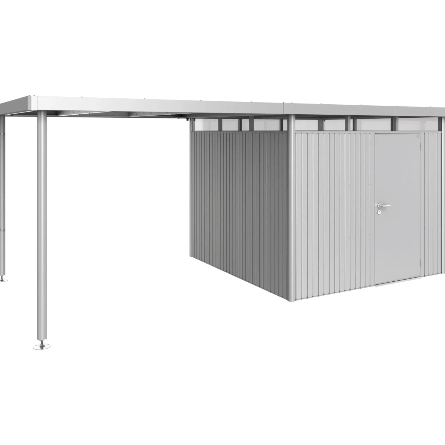 Tettoia laterale per casetta da giardino Biohort HighLine H4 argento metallizzat