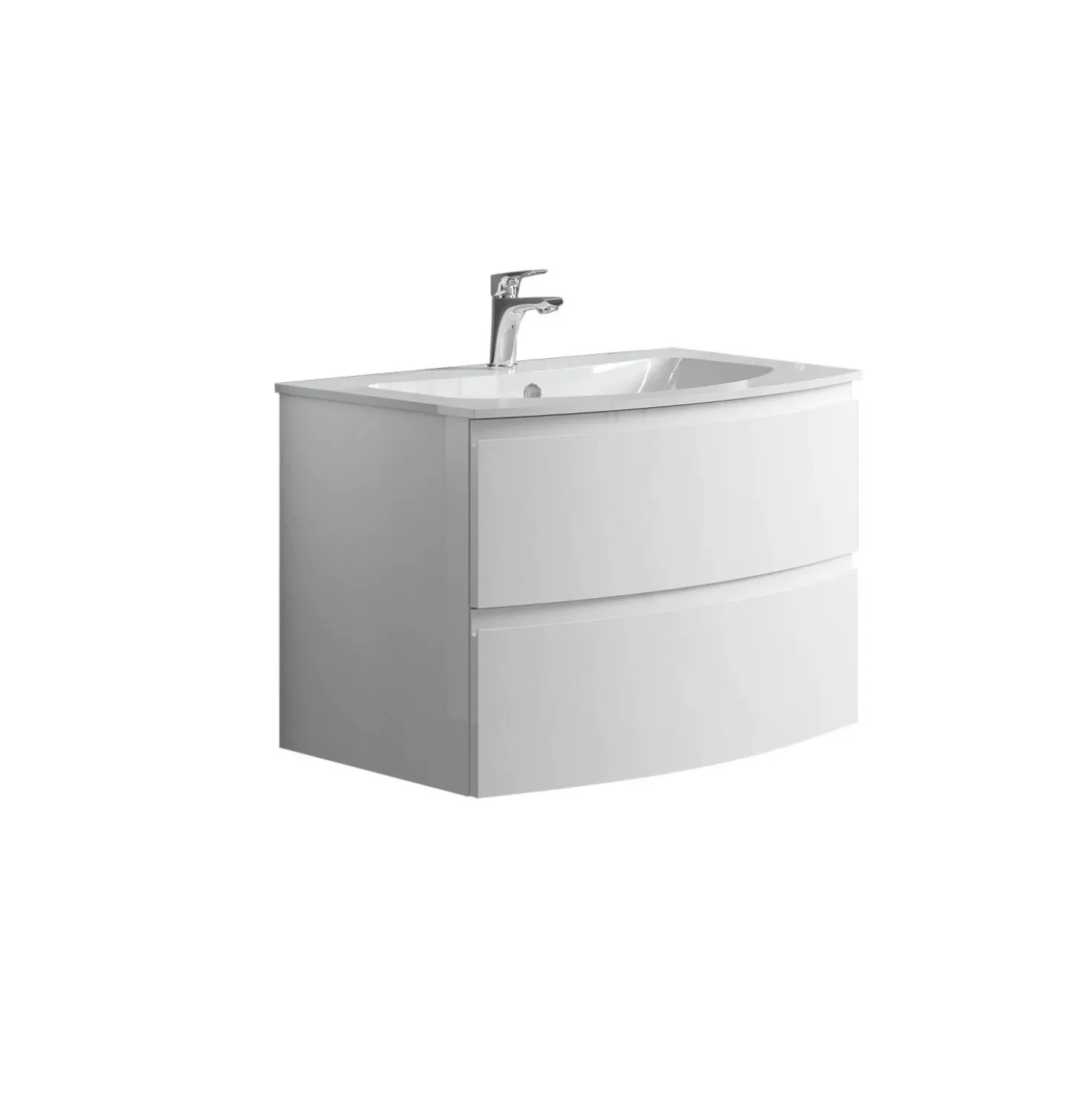 Top lavabo in acrilico vasca centrale bianco lucido 71x14x52 cm