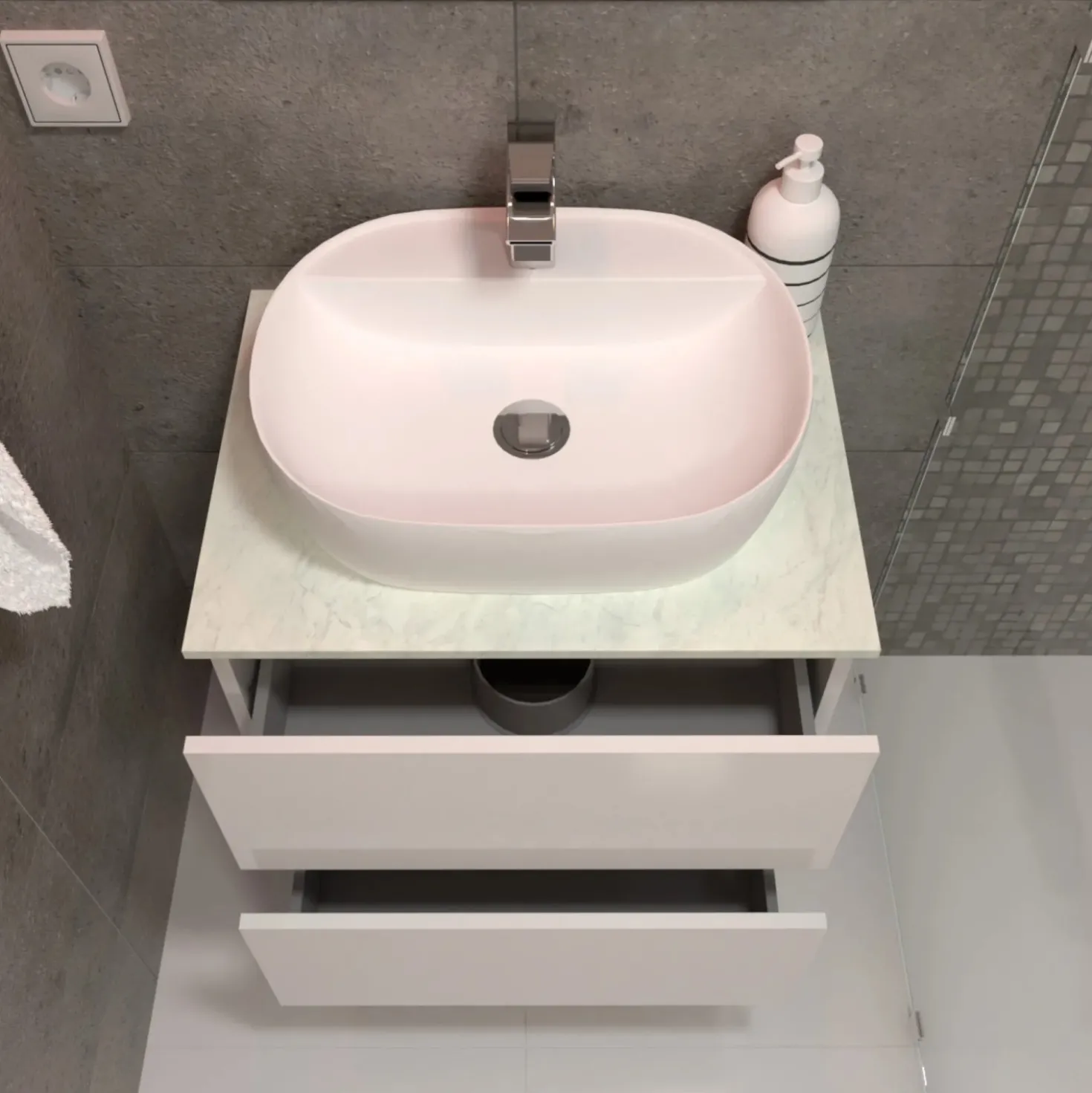 Top teknowood bianco marmo 610 x 460 x 12,4 mm