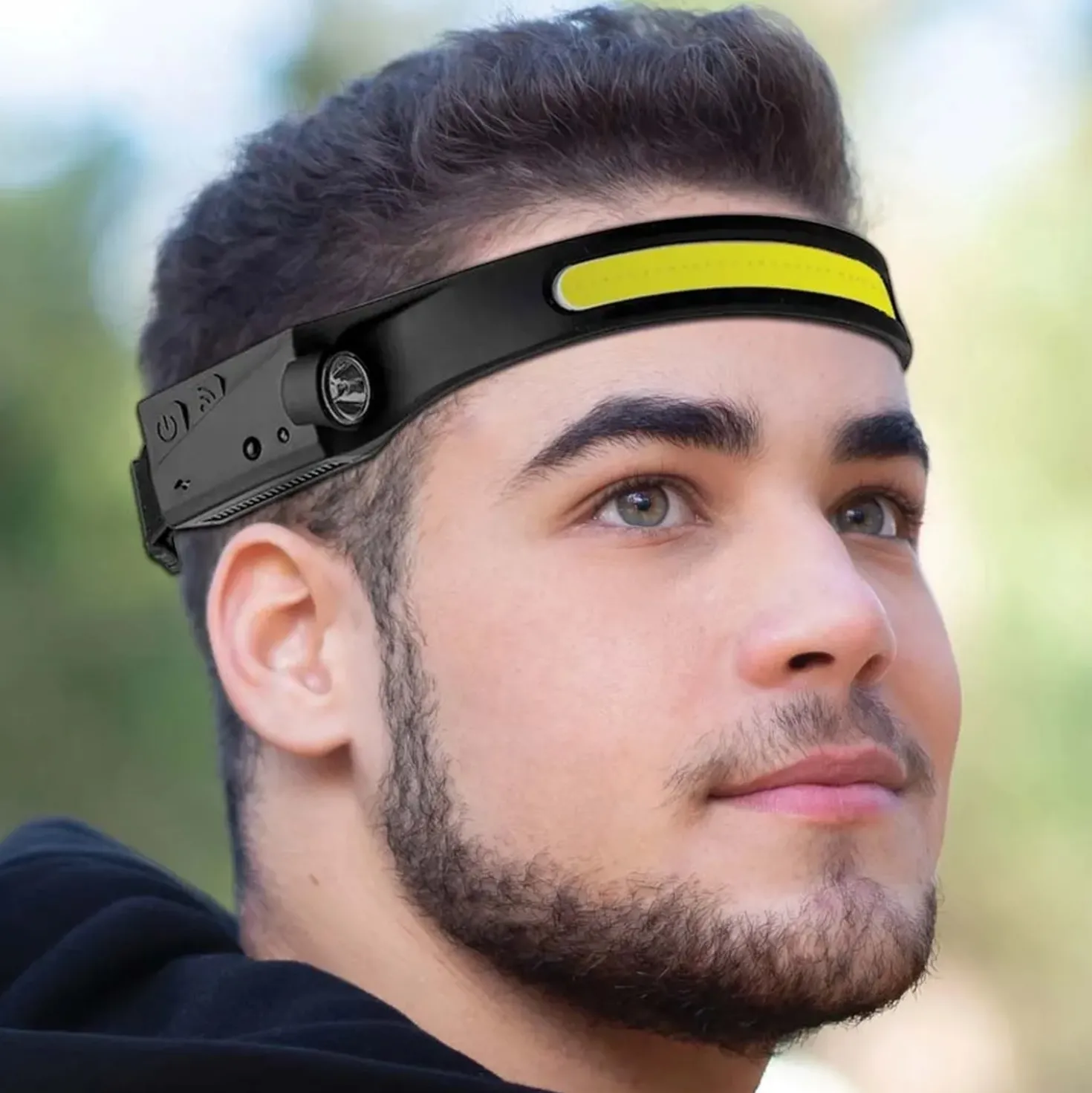 Torcia frontale ricaricabile USB impermeabile con sensore di movimento