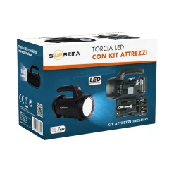 Torcia led multiuso con kit attrezzi a batterie (3xAAA) 10W 300lm