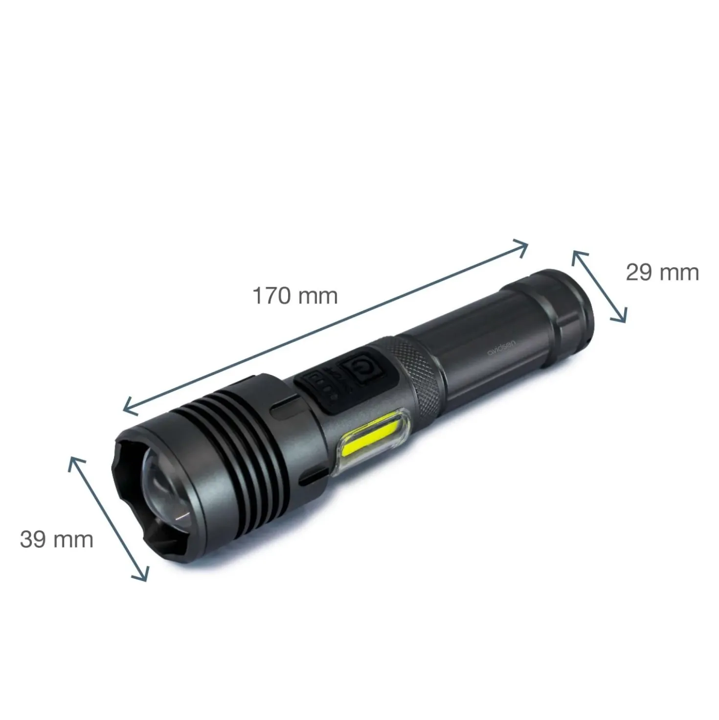 Torcia LED ricaricabile USB C 1200 lm con zoom in Alluminio Aeronautico