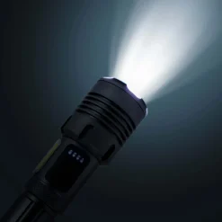 Torcia LED ricaricabile USB C 1200 lm con zoom in Alluminio Aeronautico