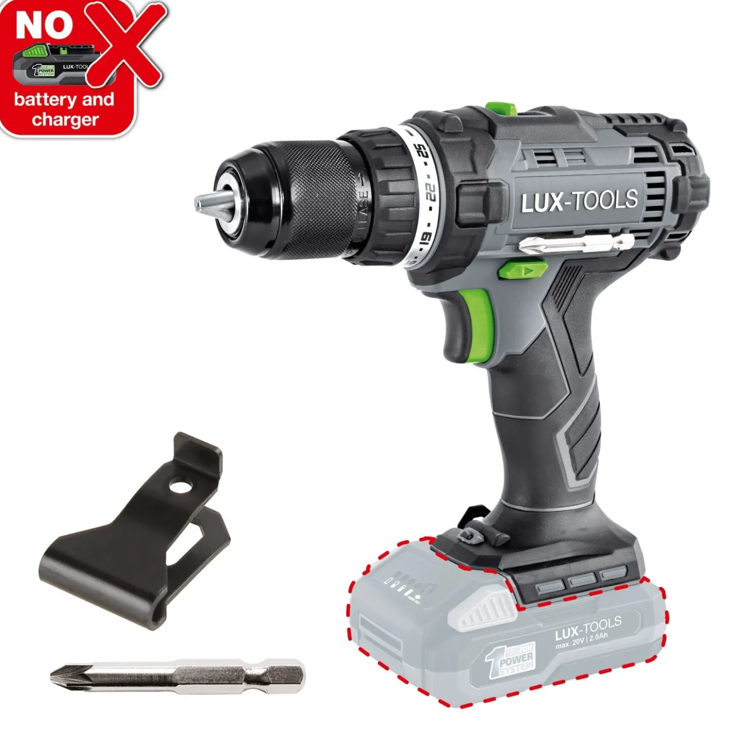 Trapano avvitatore a batteria LUX-TOOLS 1 A-BS-20 20 V - Solo corpo macchina