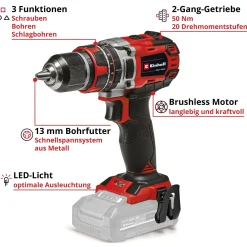 Trapano avvitatore a batteria Einhell TE-CD18/50Li-i BL 18 V - Solo corpo macchi